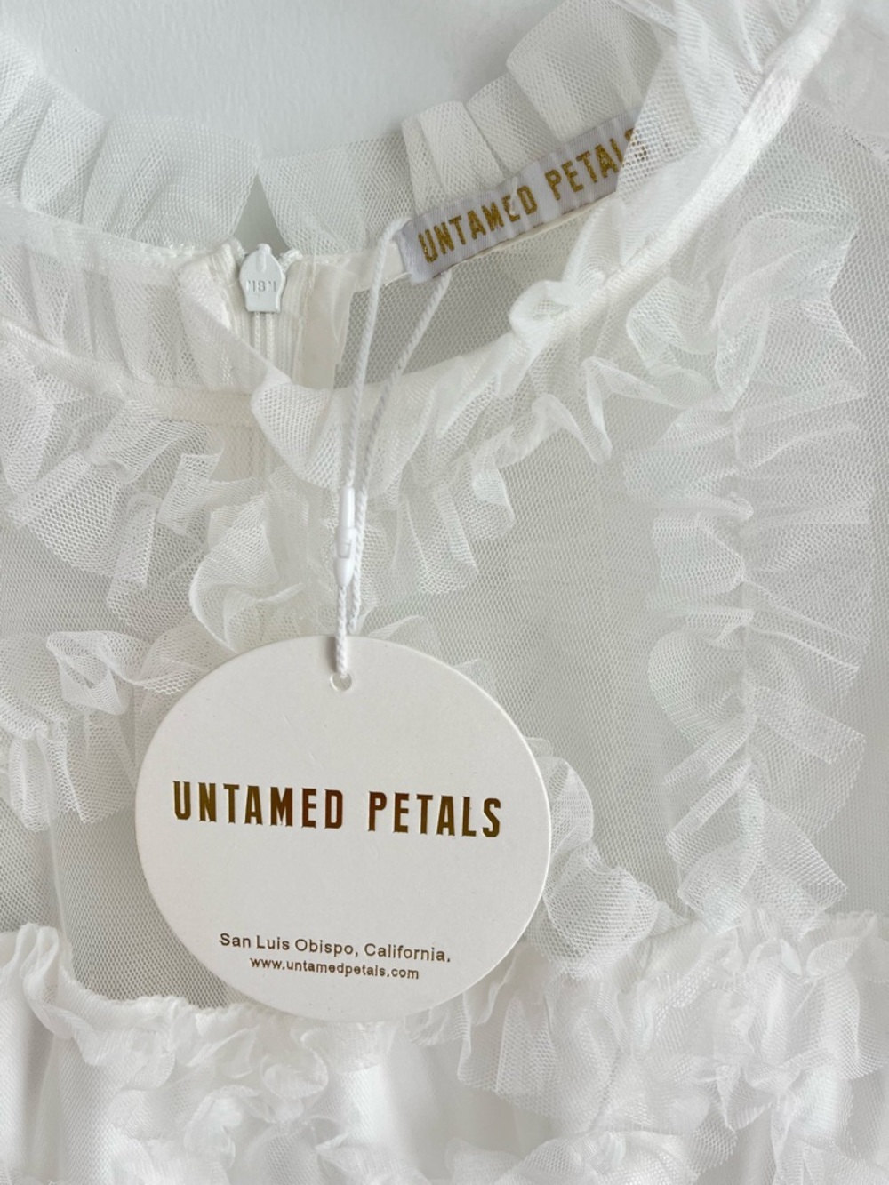 Untamed Petals Dreamer Maxi Dress White Small NWT Sheer Ruffle Bridal Boho - Picture 7 of 13